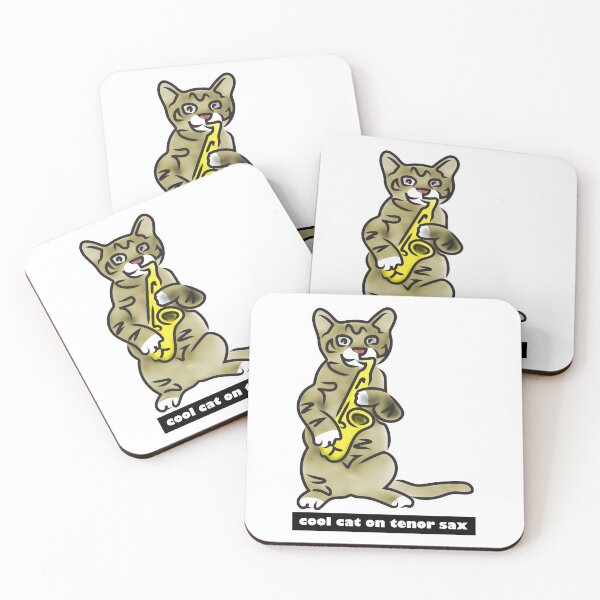 Item preview, Cool cat on tenor sax designed and sold by Xdelacra.
