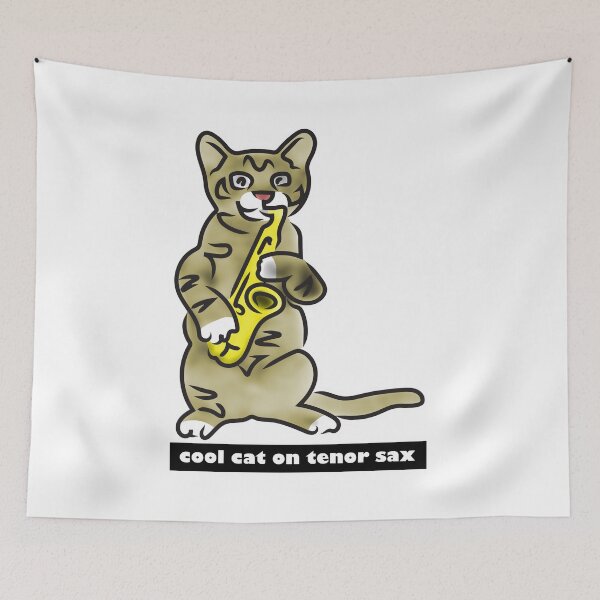 Item preview, Cool cat on tenor sax designed and sold by Xdelacra.