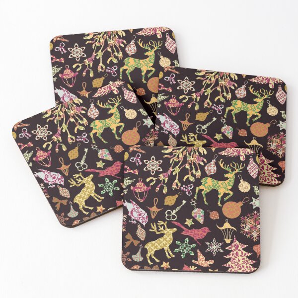 Item preview, Christmas pattern with reindeer and christmas trees and presents designed and sold by wazoosi.