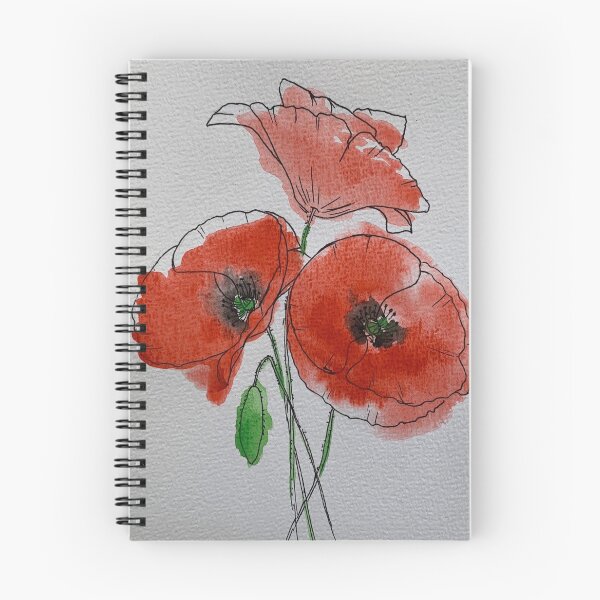 Artikelvorschau, Rote Mohnblumen blühen im Aquarell entworfen und verkauft von Arteaventura.