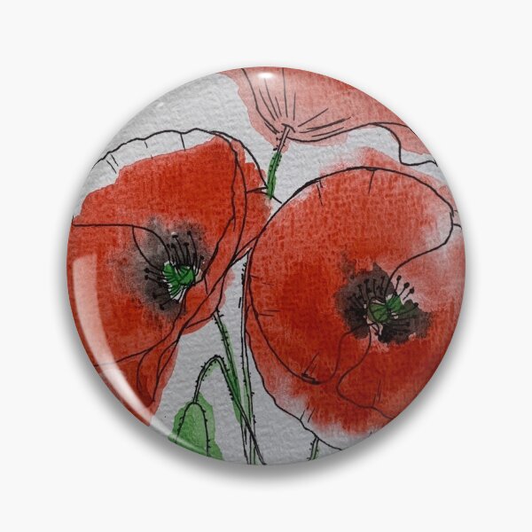 Artikelvorschau, Rote Mohnblumen blühen im Aquarell entworfen und verkauft von Arteaventura.