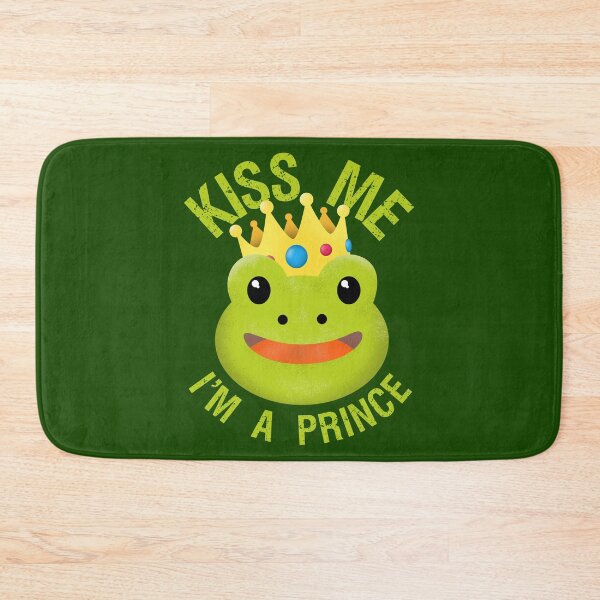 Item preview, "Kiss me I'm a prince" funny frog face emoji style designed and sold by Happy Puppy Print On Demand.