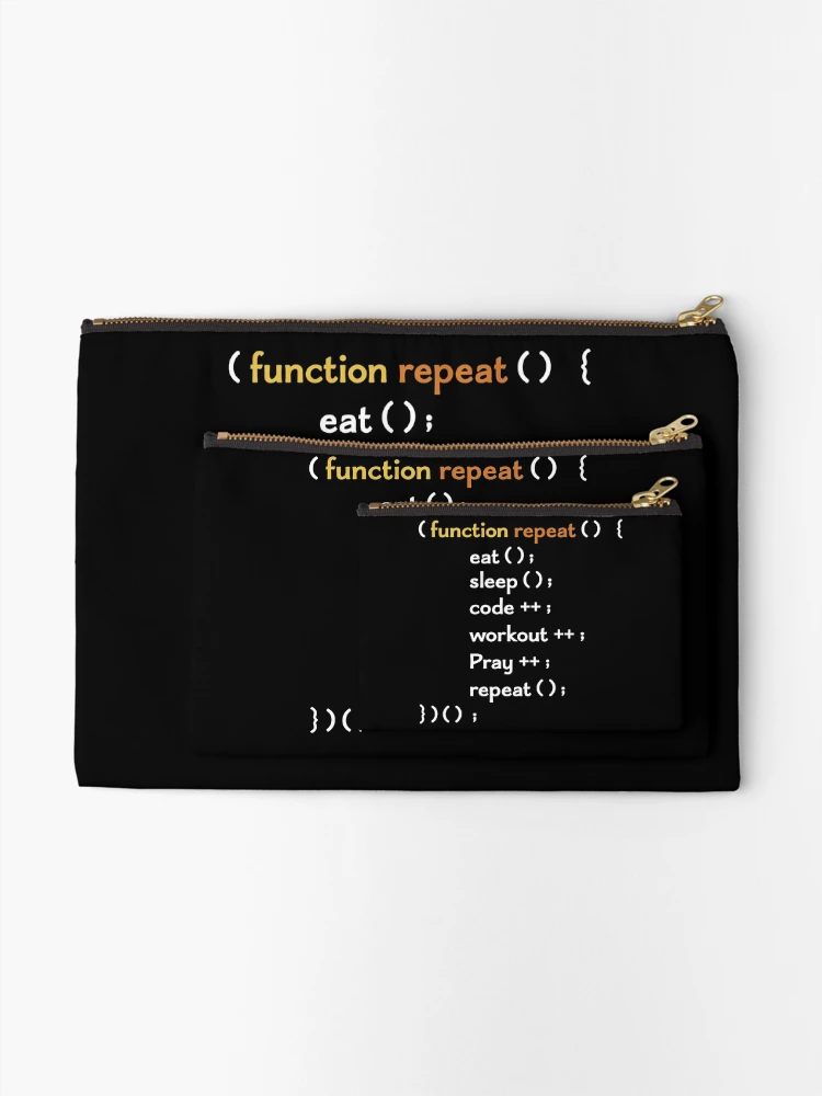 Thumbnail 2 of 4, Zipper Pouch, Funny Computer Science coding Eat Sleep Code / funny coding function / coding gift idea / increment and progress coding idea designed and sold by anodyle.