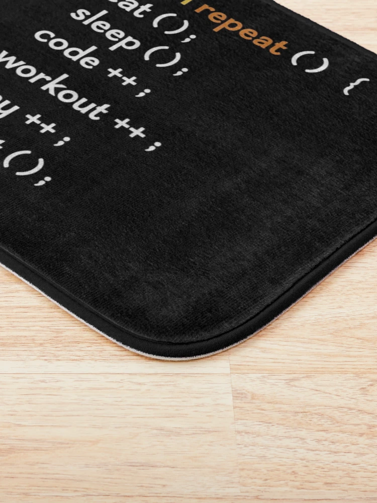 Thumbnail 3 of 6, Bath Mat, Funny Computer Science coding Eat Sleep Code / funny coding function / coding gift idea / increment and progress coding idea designed and sold by anodyle.