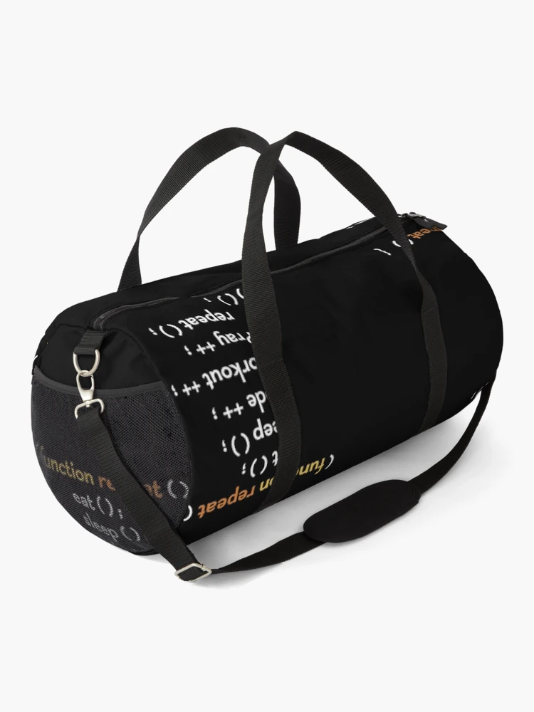 Thumbnail 2 of 3, Duffle Bag, Funny Computer Science coding Eat Sleep Code / funny coding function / coding gift idea / increment and progress coding idea designed and sold by anodyle.
