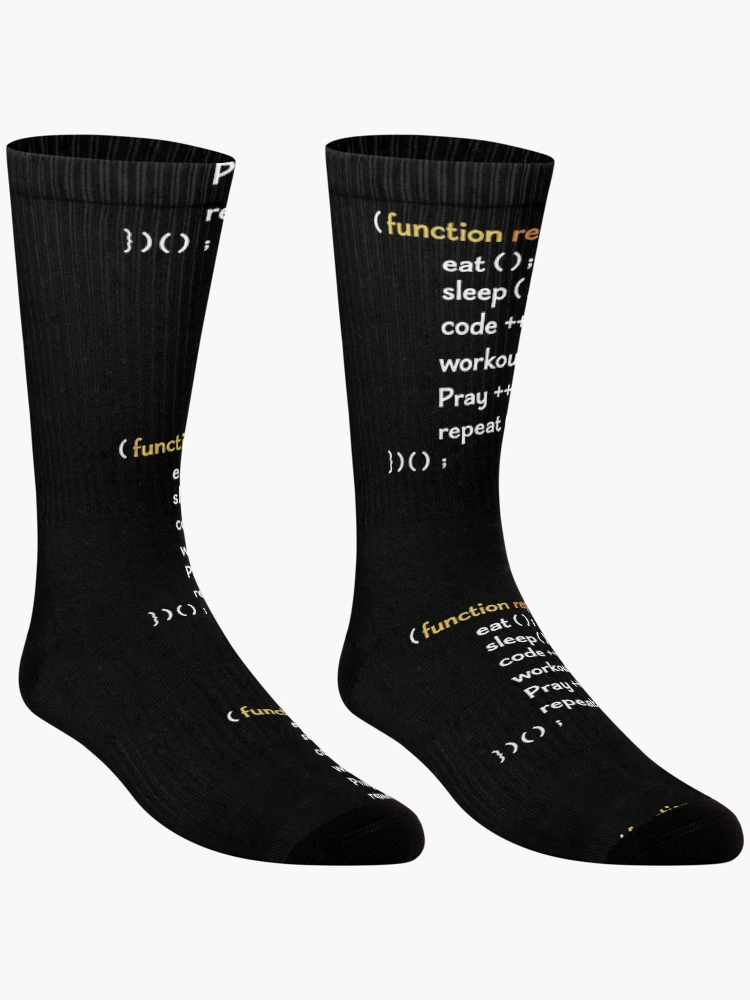 Thumbnail 3 of 5, Socks, Funny Computer Science coding Eat Sleep Code / funny coding function / coding gift idea / increment and progress coding idea designed and sold by anodyle.