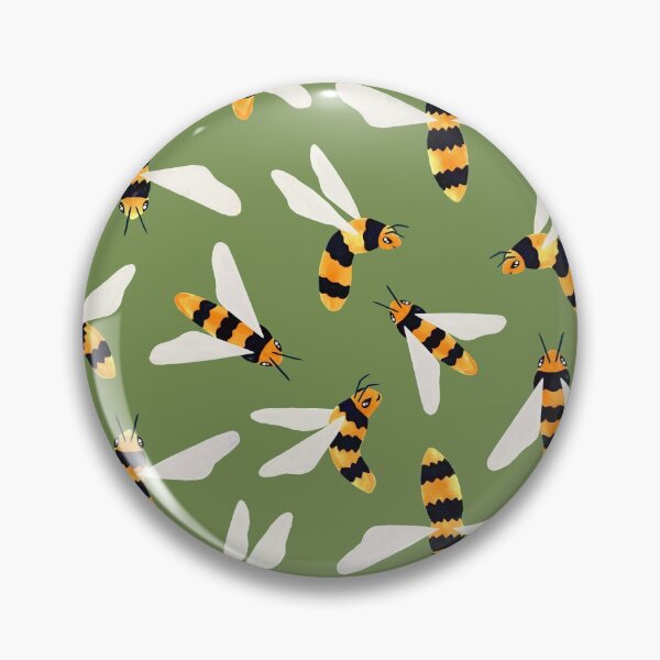 Item preview, Friendly Gouache Bees on Forest Green - Scandi designed and sold by TigaTiga.