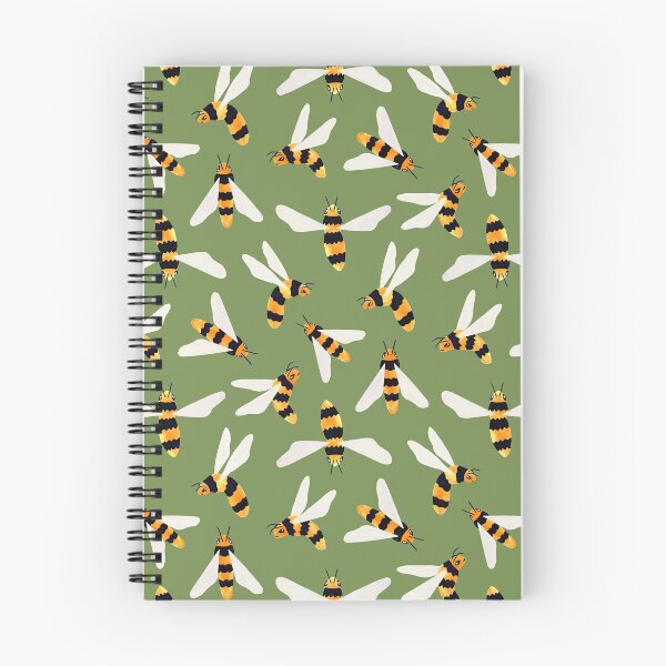 Item preview, Friendly Gouache Bees on Forest Green - Scandi designed and sold by TigaTiga.