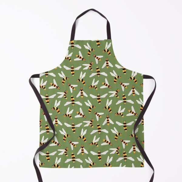 Item preview, Friendly Gouache Bees on Forest Green - Scandi designed and sold by TigaTiga.