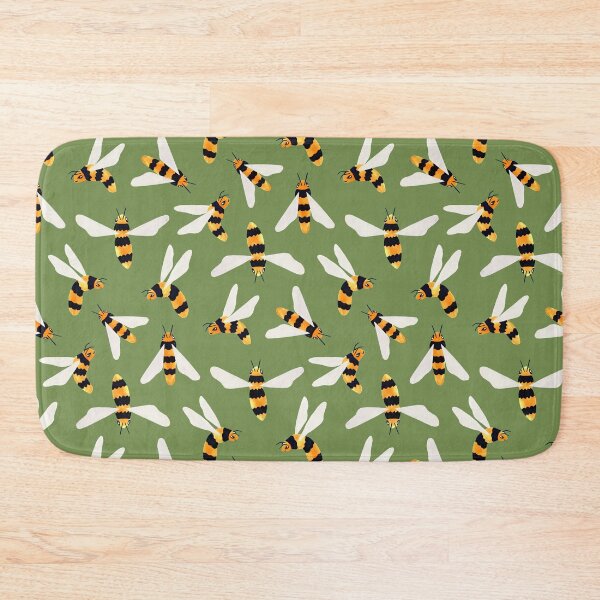 Item preview, Friendly Gouache Bees on Forest Green - Scandi designed and sold by TigaTiga.
