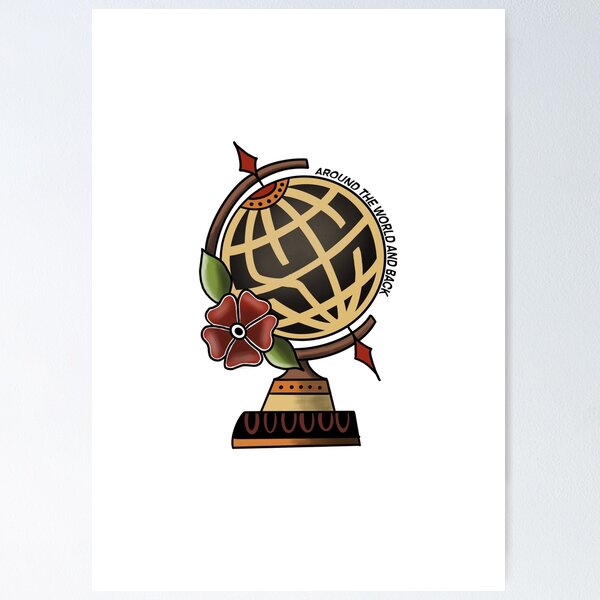 Item preview, State Champs Around the World and Back Globe Tattoo designed and sold by dystopiadesigns.
