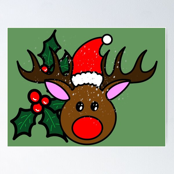 Item preview, Colorful Christmas caribou in the snow with holly designed and sold by BV-creas.