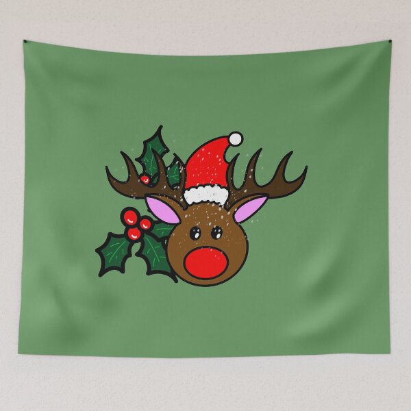 Item preview, Colorful Christmas caribou in the snow with holly designed and sold by BV-creas.