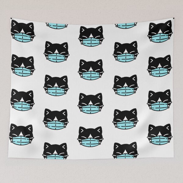 Item preview, Cute cartoon Black and white cat with mask  designed and sold by adesignworld.