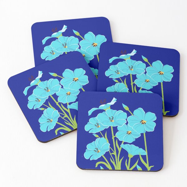 Item preview, Wild Blue Flax Vivid Blue Flowers - Floral Hand Painted Artwork designed and sold by Thordur Sturluson.