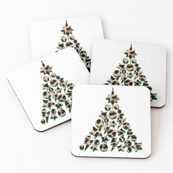 Item preview, Leopard Print Christmas Tree with Green, Lightning, Star and Baubles designed and sold by OneThreeSix.