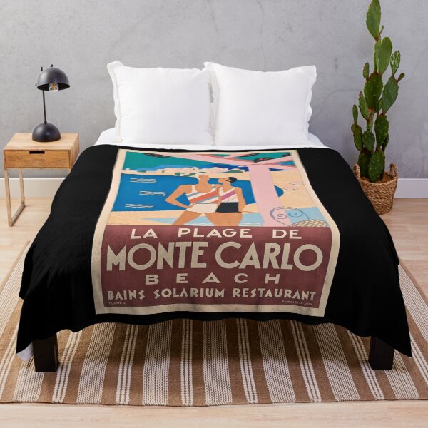 Item preview, retro classic Monaco Beach poster designed and sold by CorasPosters.