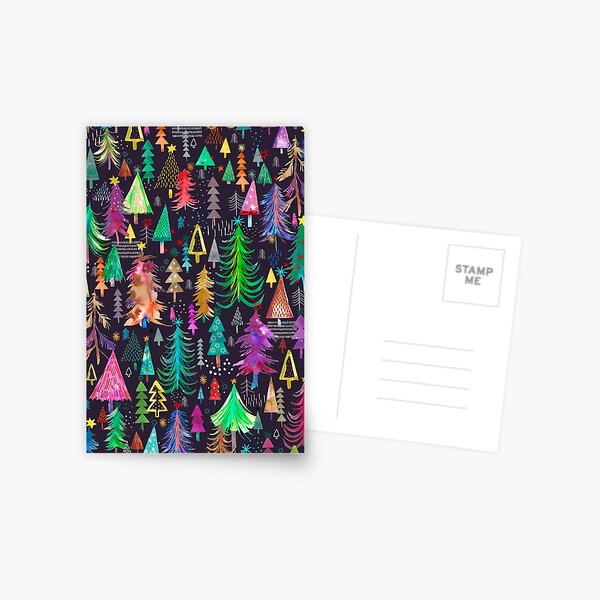 Item preview, Christmas Woods Night - Winter Pines, Stars and Fir Pattern designed and sold by ninoladesign.
