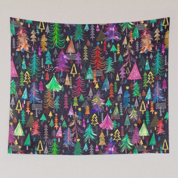 Item preview, Christmas Woods Night - Winter Pines, Stars and Fir Pattern designed and sold by ninoladesign.