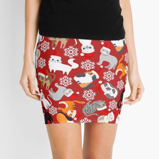 Merry Christmas cat pattern Mini Skirt