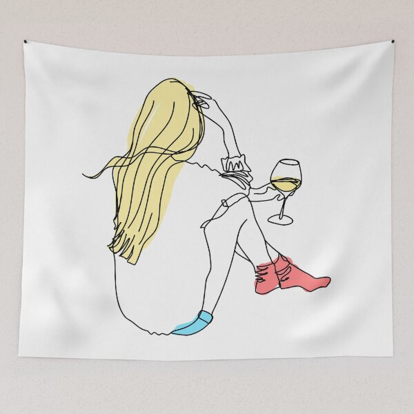 Item preview, Girl relaxing with a glass of white wine designed and sold by orangerinka.