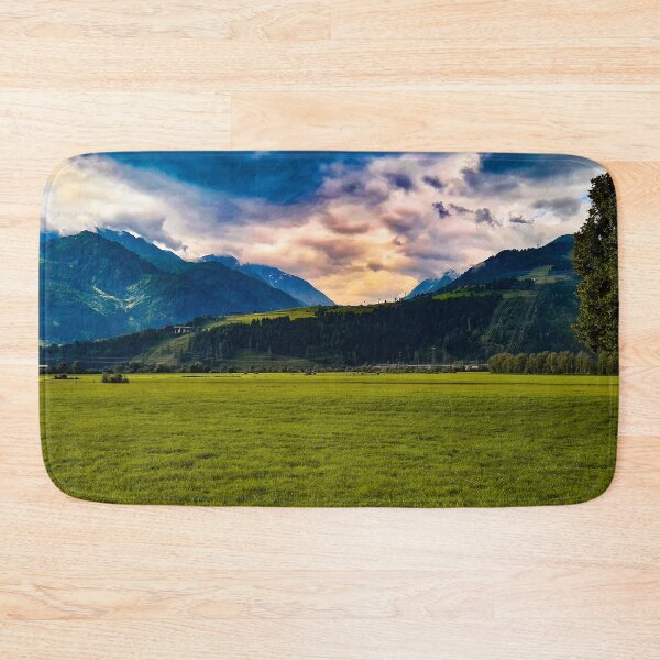 Item preview, Grassfield with mountain and trees Austria designed and sold by felinefeelings.