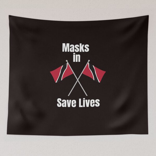 Item preview, Facemask in Trinidad and Tobago Save Lives with the Black Background designed and sold by Vero De.