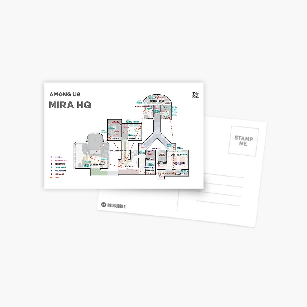 Among Us Mira Hq Guide Map Postcard By Trigmot Redbubble