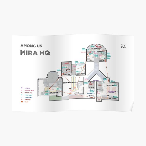 Download Among Us Mira Hq Guide Map Poster By Trigmot Redbubble
