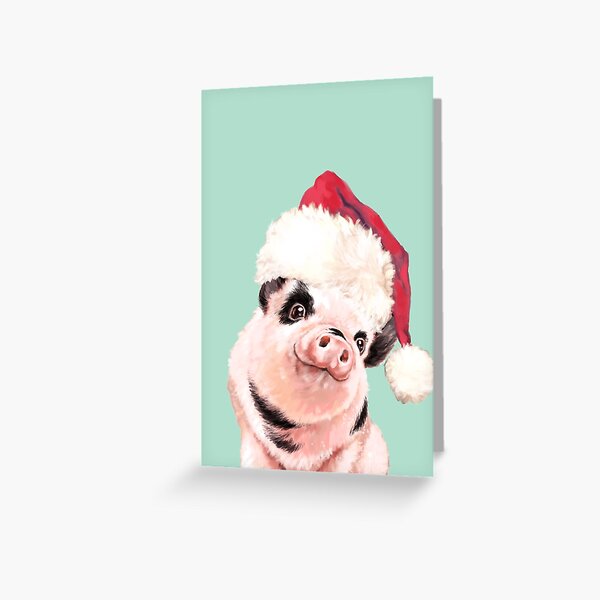 Cutie Christmas Baby Pig Greeting Card