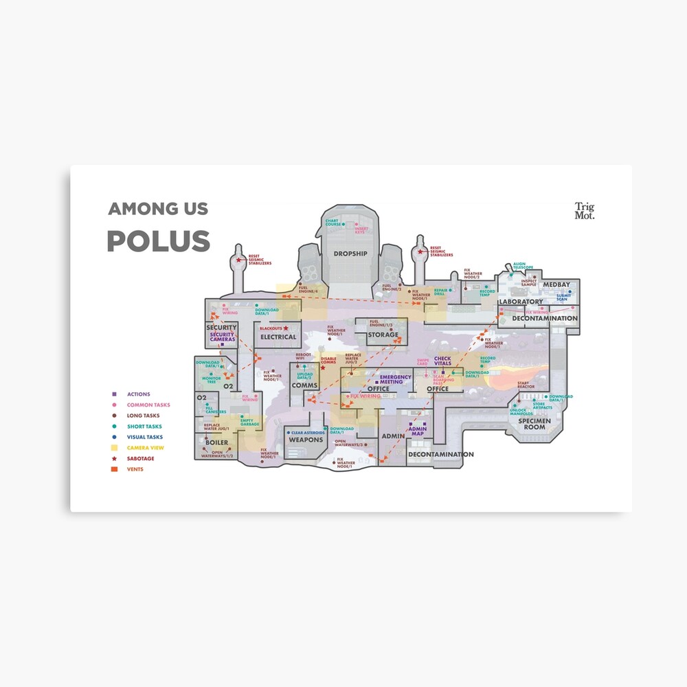 Among Us Polus Guide Map Poster By Trigmot Redbubble