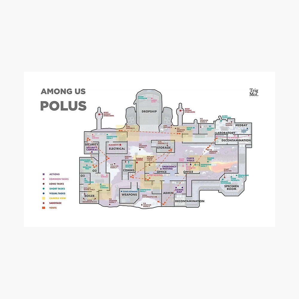 Among Us Polus Guide Map Poster By Trigmot Redbubble