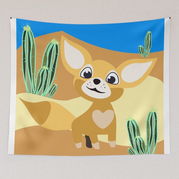 Item preview, Fennec fox in the cacti desert designed and sold by orangerinka.