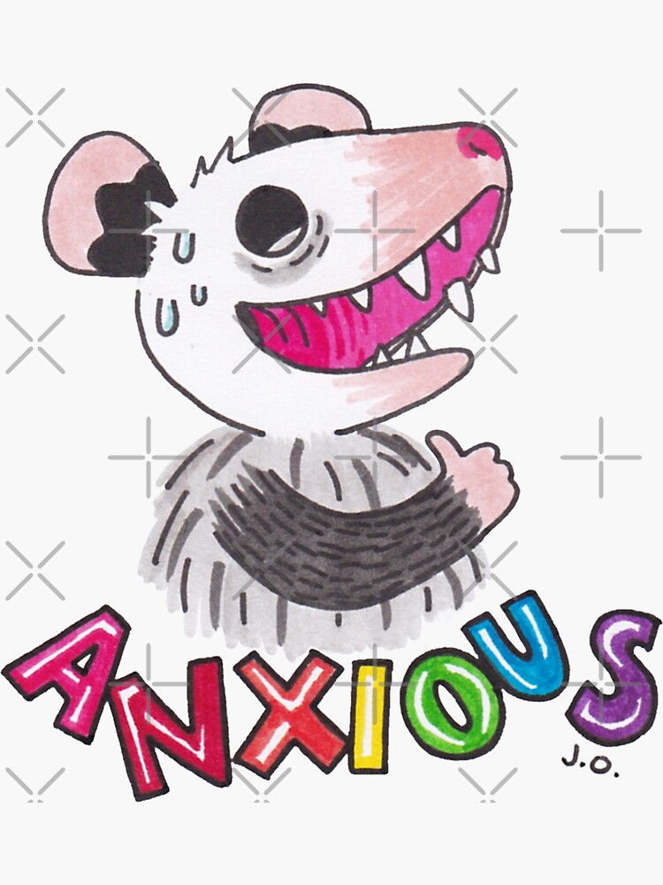 Thumbnail 3 of 3, Sticker, Anxious designed and sold by possum-mood.