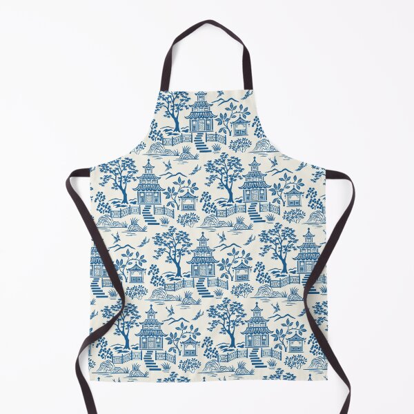 Item preview, Chinoiserie Pagoda Blue on White designed and sold by Barbara Pixton.