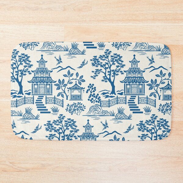 Item preview, Chinoiserie Pagoda Blue on White designed and sold by Barbara Pixton.