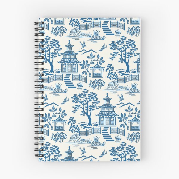 Item preview, Chinoiserie Pagoda Blue on White designed and sold by Barbara Pixton.
