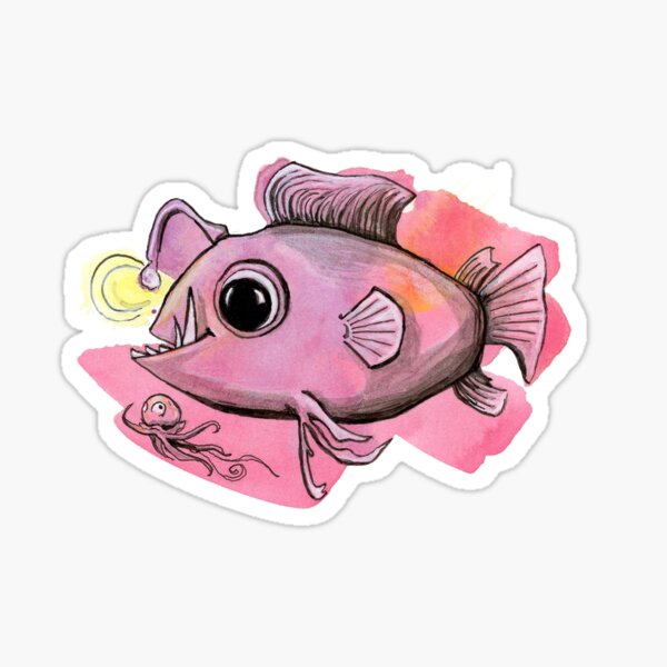 Angler Fish and Friend - by Amy Preveza Sticker