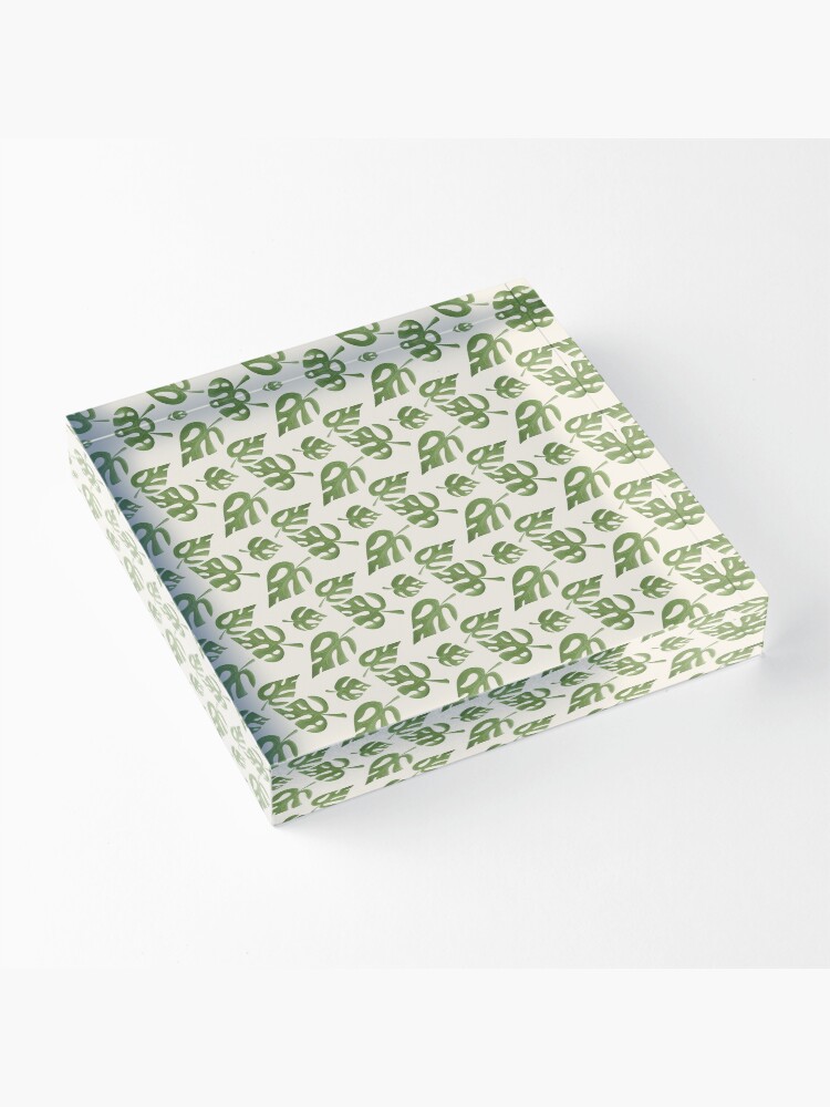 Alternate view of Jungle Pattern Set | Green and Tan Tropical Leaf pattern Acrylic Block