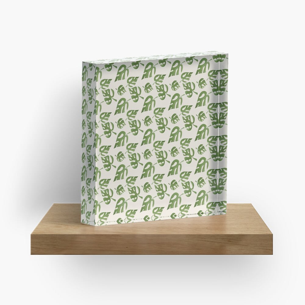 Jungle Pattern Set | Green and Tan Tropical Leaf pattern Acrylic Block