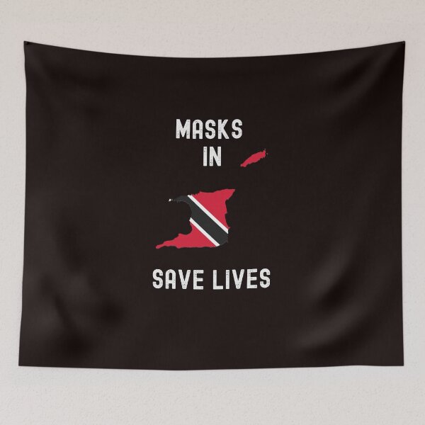 Item preview, Facemask in Trinidad and Tobago Save Lives with the Black Background designed and sold by Vero De.
