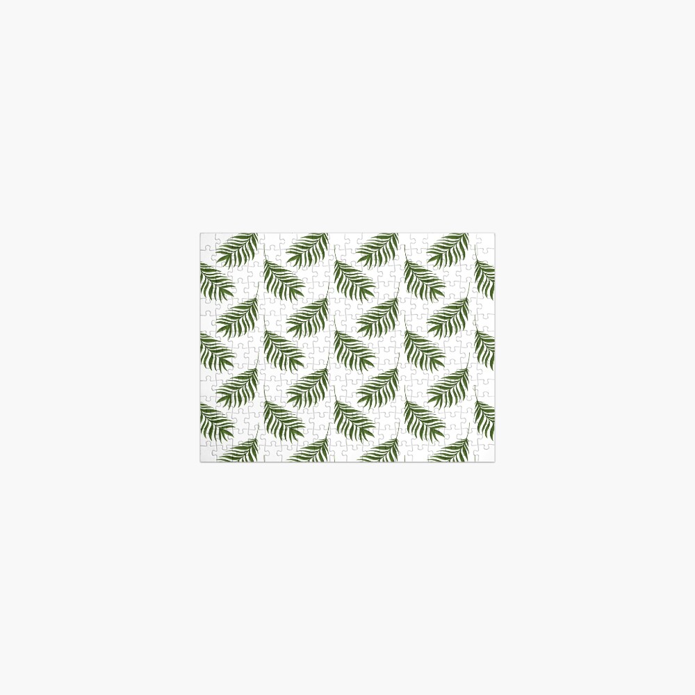 Jungle Pattern Set | Green and Whit leaf pattern Jigsaw Puzzle