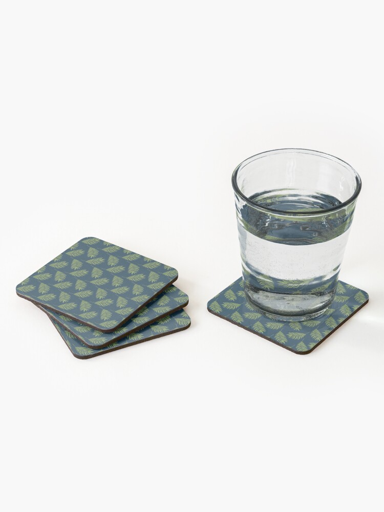 Alternate view of Jungle Pattern Set | Blue and green tropical leaf pattern Coasters (Set of 4)