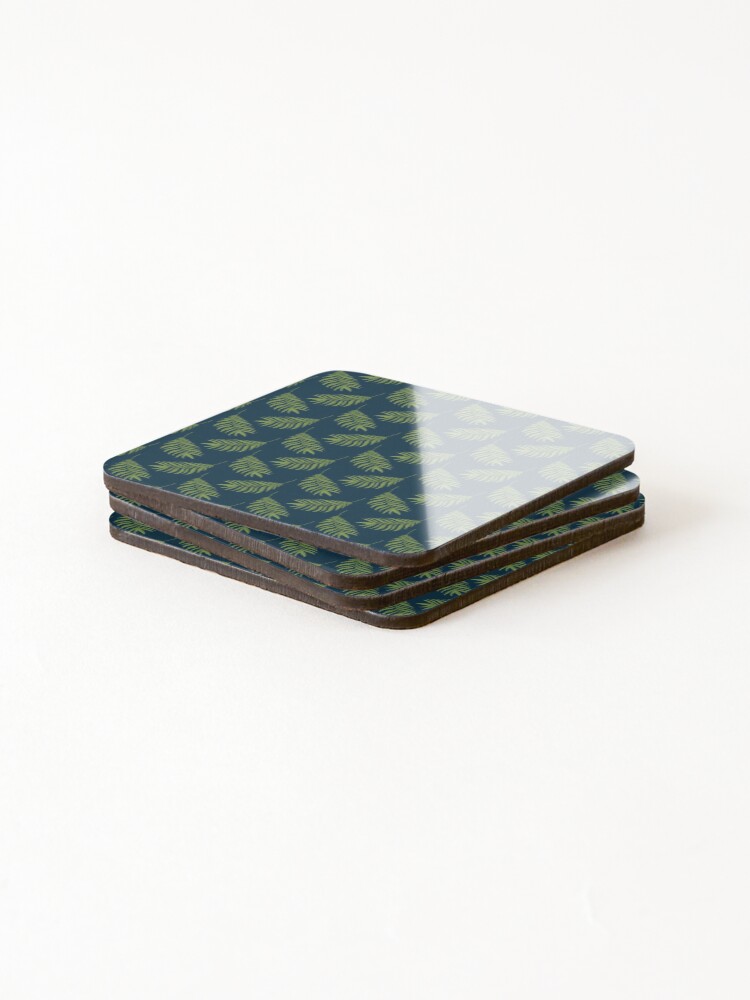 Alternate view of Jungle Pattern Set | Blue and green tropical leaf pattern Coasters (Set of 4)