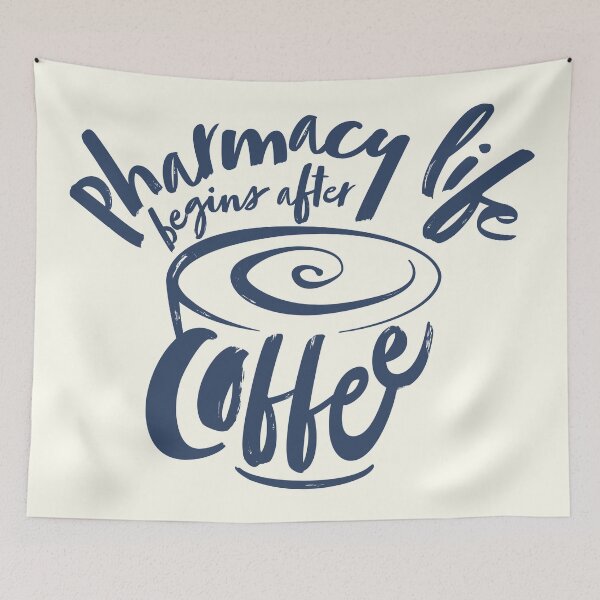Item preview, Pharmacy life begins after coffee (blue) designed and sold by Eenig.