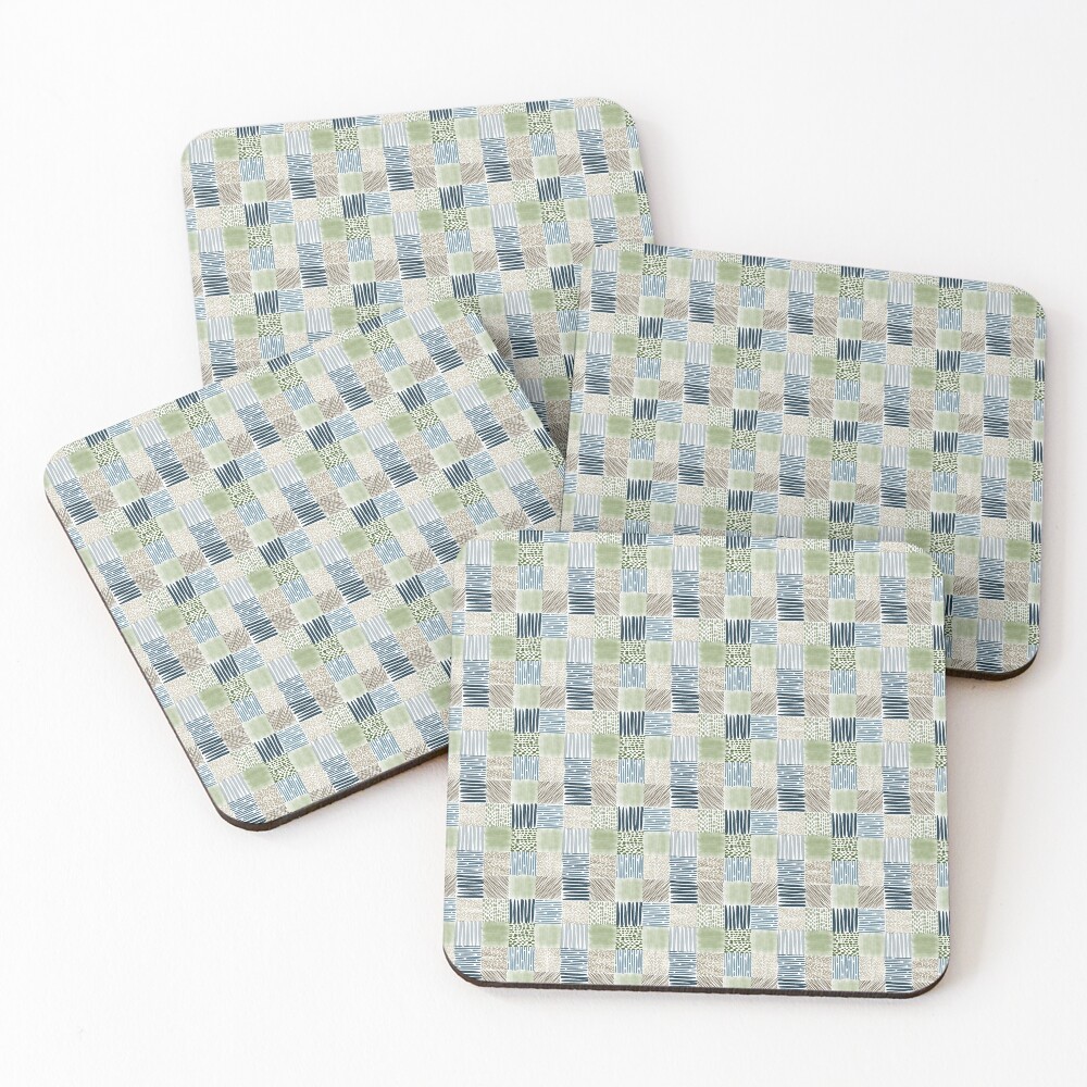 Jungle Pattern Set | Square Quilted hand drawn pattern Coasters (Set of 4)