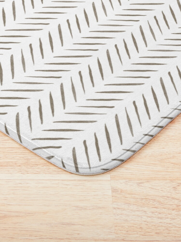 Alternate view of Jungle Pattern Set | White and brown watercolor arrow pattern Bath Mat