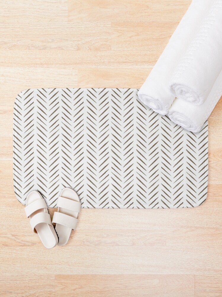 Alternate view of Jungle Pattern Set | White and brown watercolor arrow pattern Bath Mat