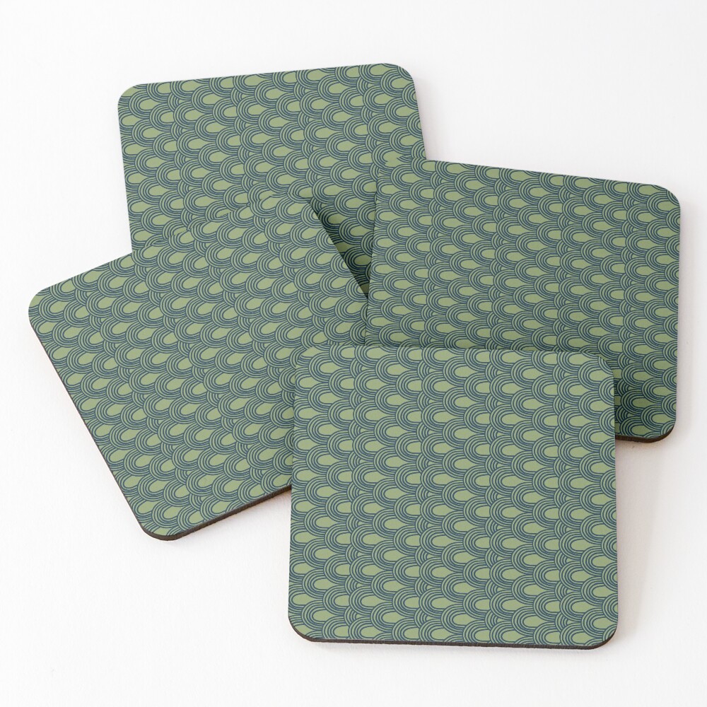 Jungle Pattern Set | Green & Blue hand drawn pattern Coasters (Set of 4)