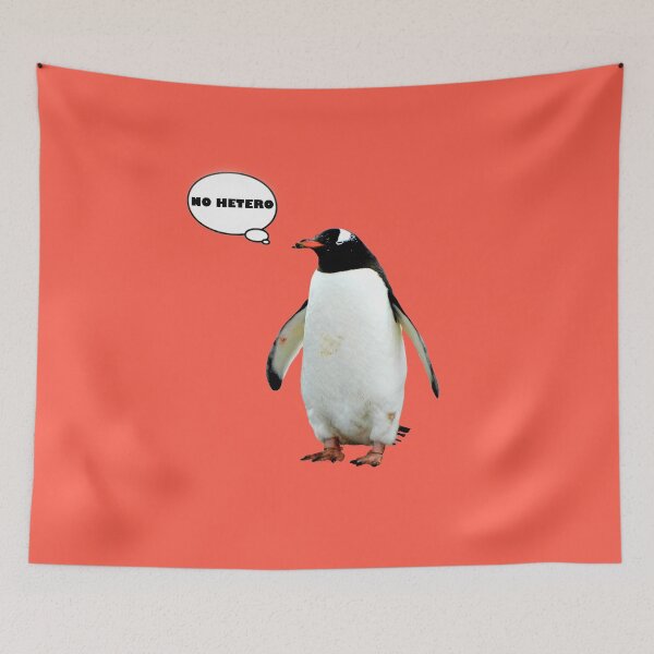 Item preview, No Hetero Penguin Image LGBT In Salmon Colour designed and sold by LuckyKermit.